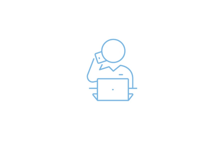 Icon einer Person mit Handy und Laptop